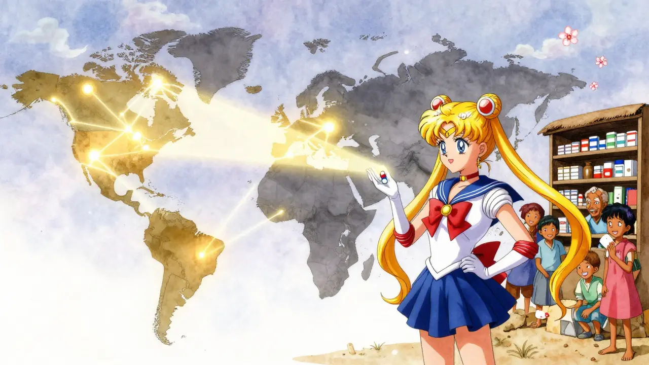 A magical girl bringing access to hypertension meds to a low-income village, transforming empty shelves.