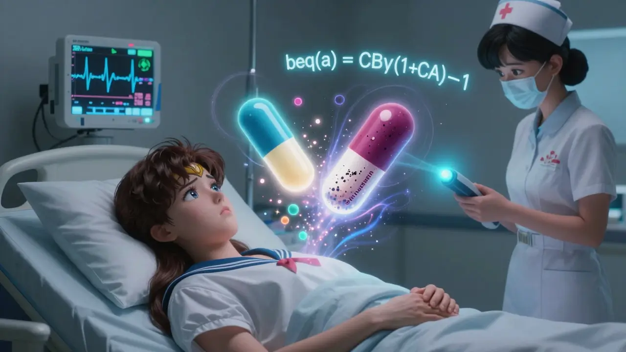 Patient with erratic heart monitor as drug molecules clash, invisible fillers revealed in a cosmic scene.