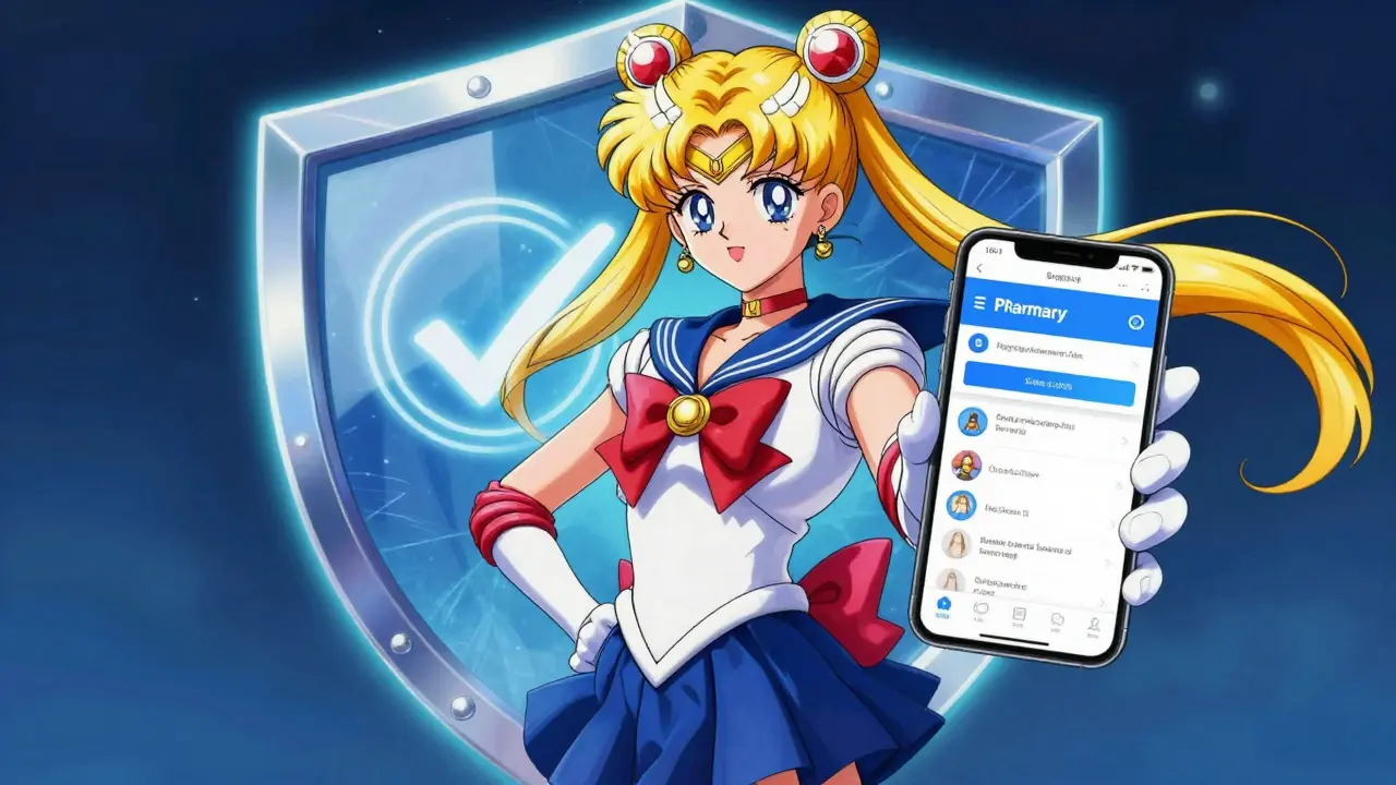 Magical girl protecting against fake pharmacies online