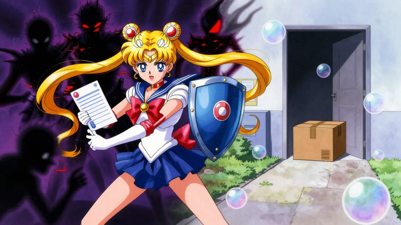 Magical girl protecting patient from online pharmacy scams