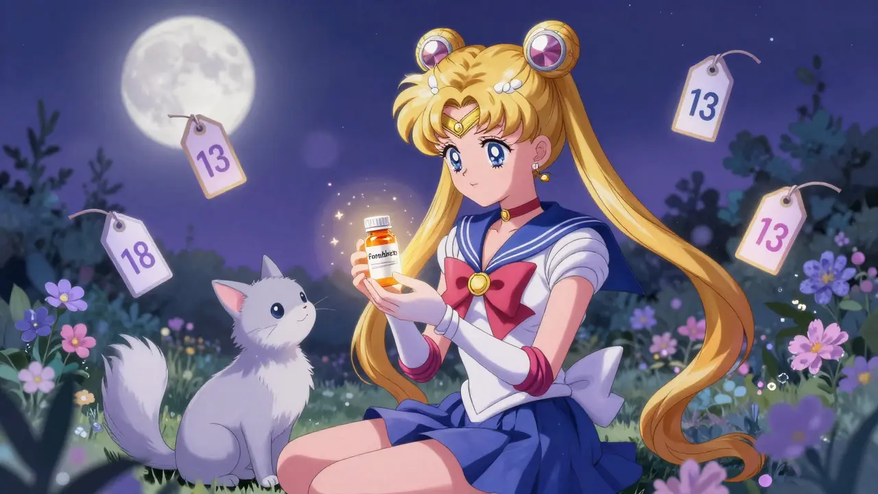 Magical girl with glowing generic medicine bottle