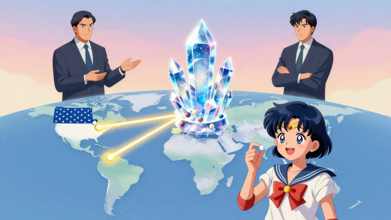Anime illustration showing US funding drug innovation while keeping generics cheap